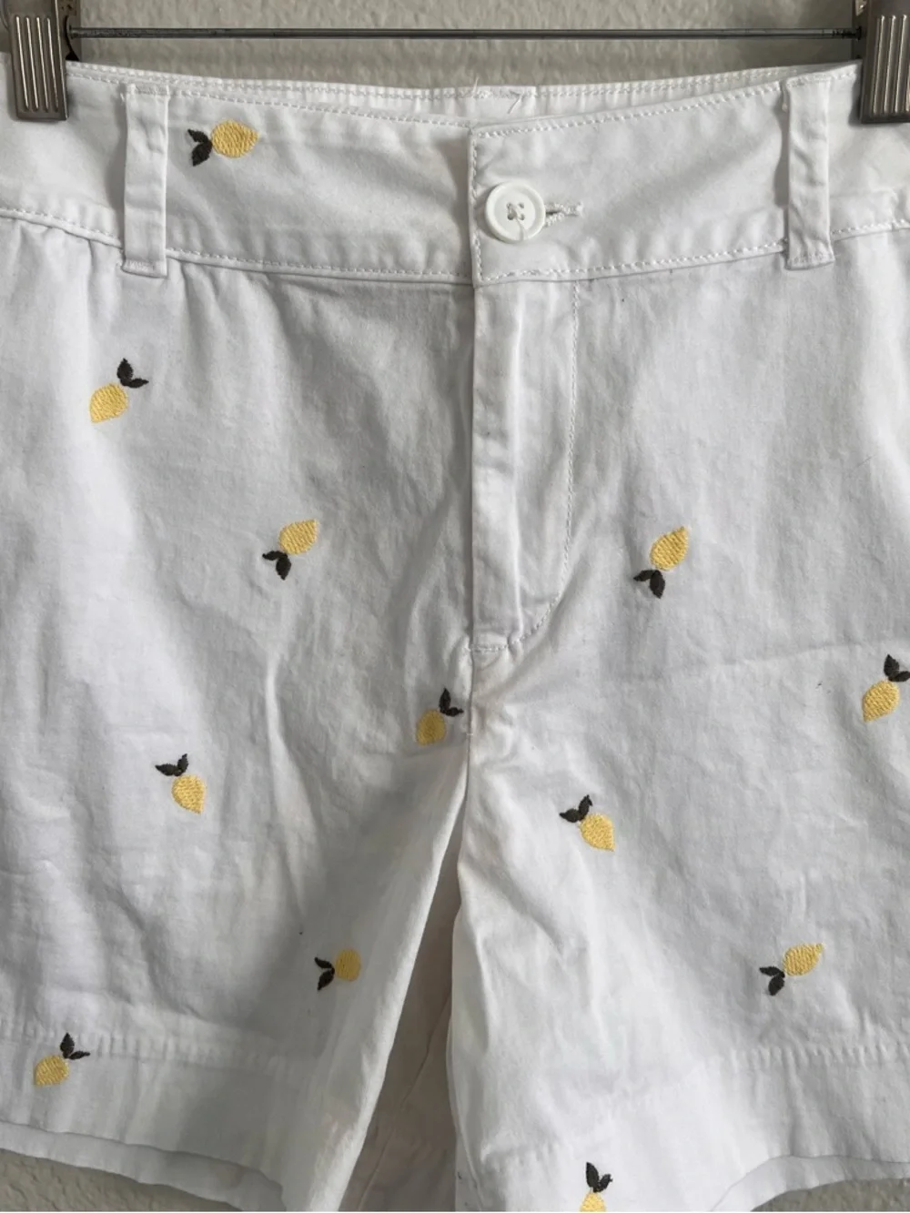White Embroidered Lemon Women’s Shorts